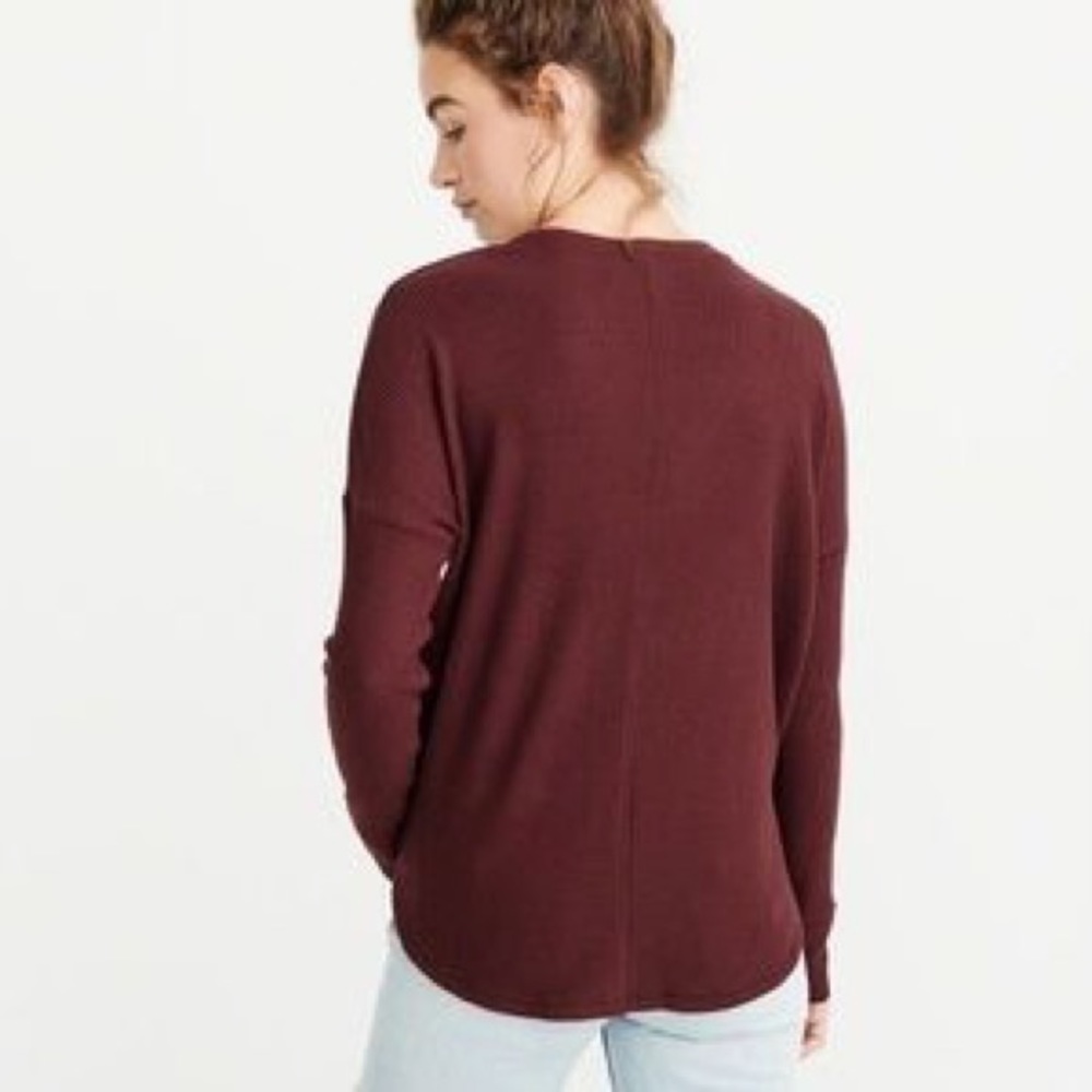 Abercrombie Burgundy Cozy Tie Front Button Top, XS